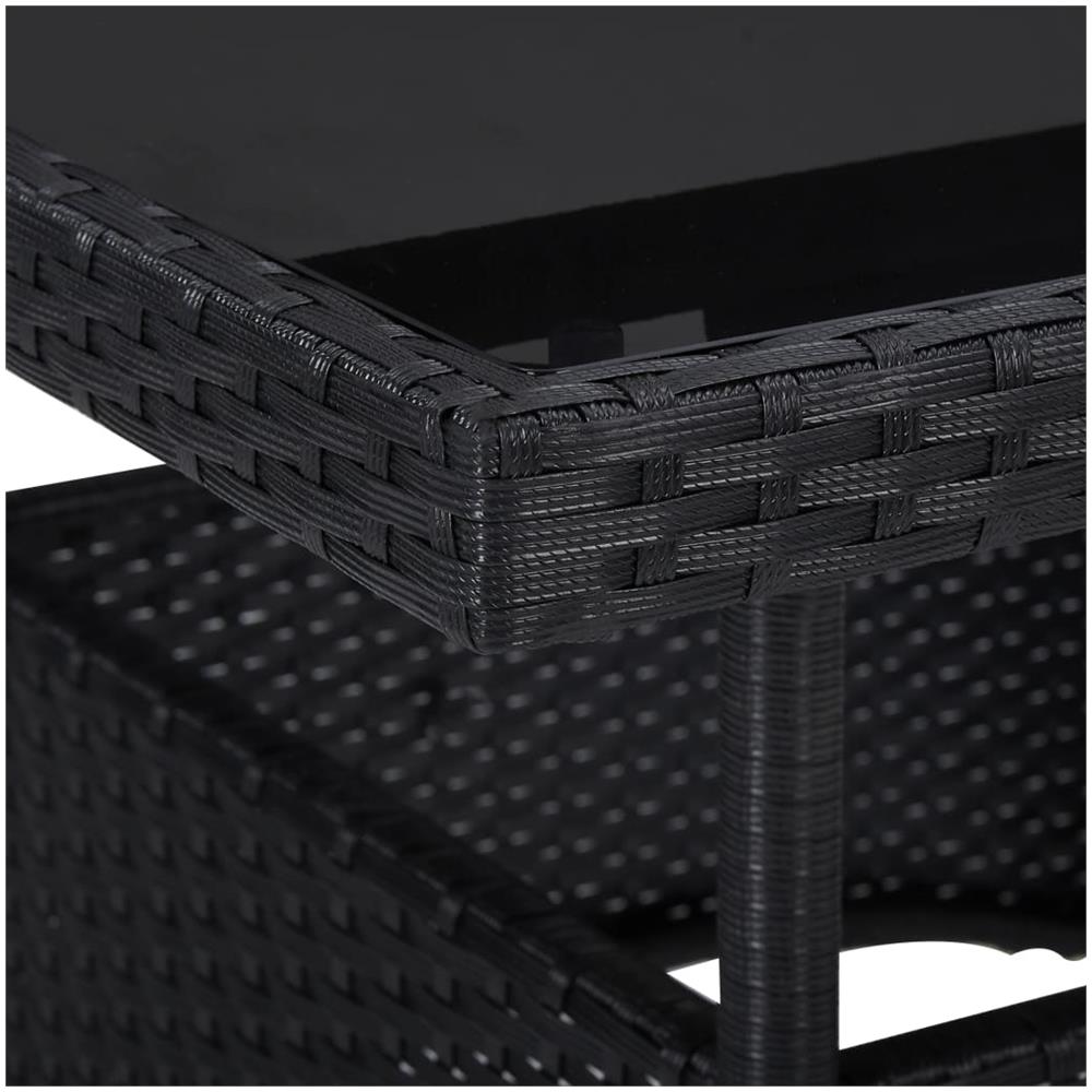 Set Mobili da Pranzo per Giardino 3 pz Nero Polyrattan e Acacia - Foto 2