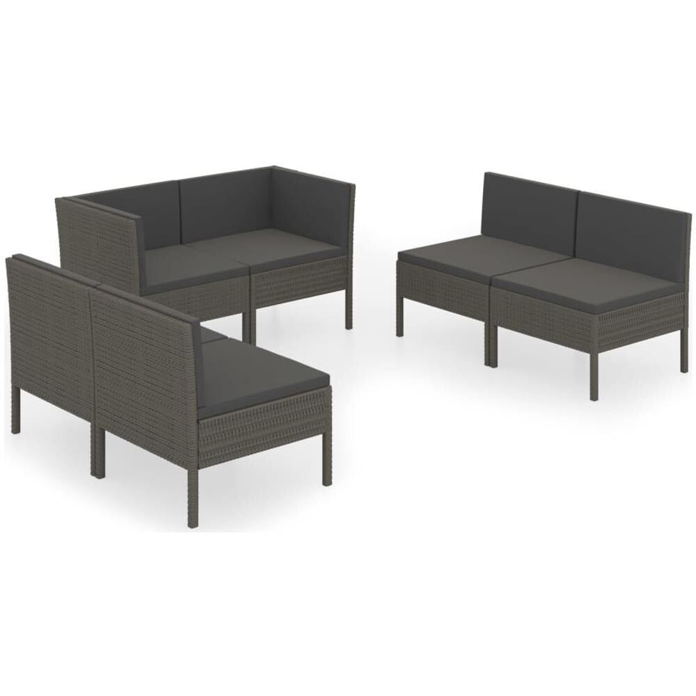 Set Divani Da Giardino 6 Pz Con Cuscini In Polyrattan Grigio - Foto 2