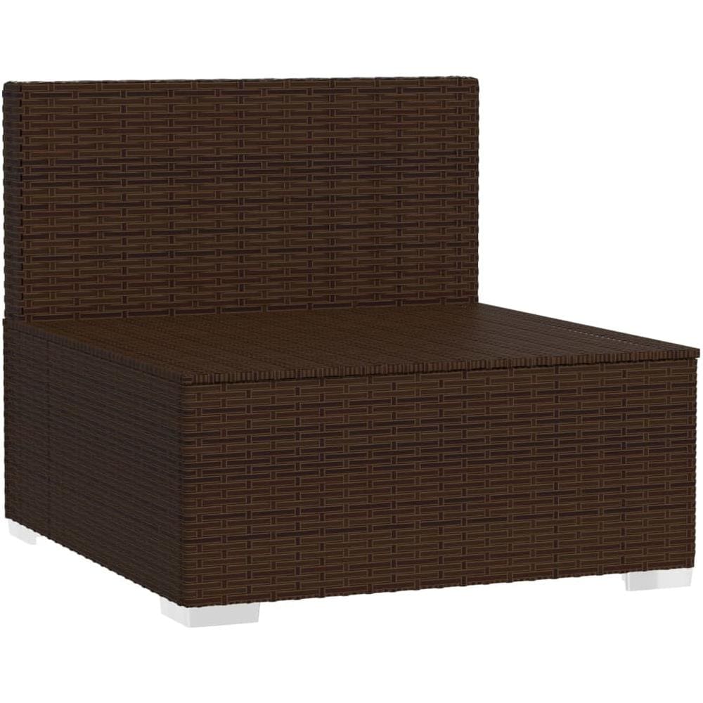 Divano Centrale Da Giardino Con Cuscini In Polyrattan Marrone - Foto 2