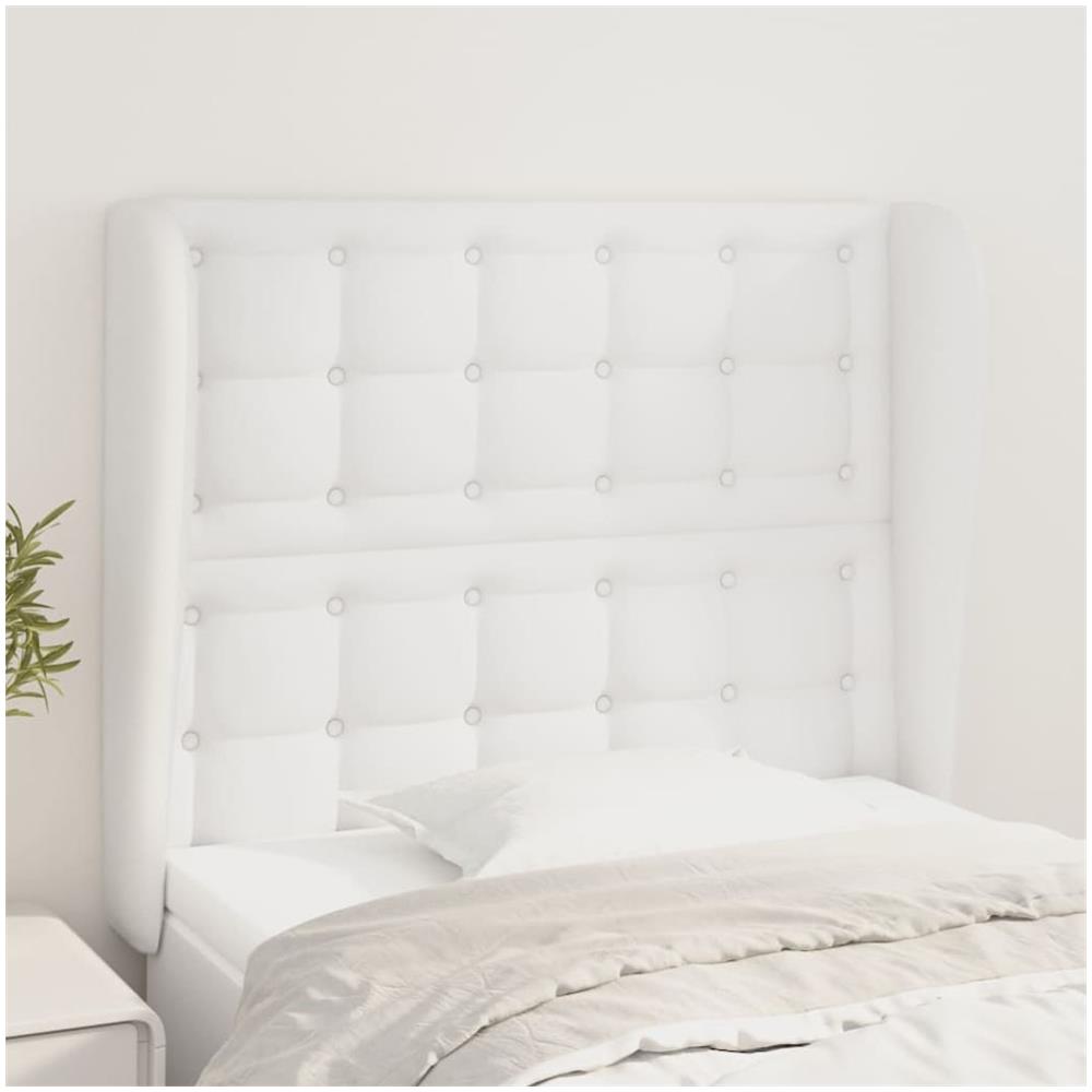 Testiera Ad Orecchio Bianca 83x23x118/128 Cm In Similpelle - Foto 1
