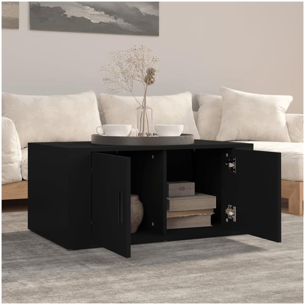 Tavolino Da Salotto Nero 80x50x36 Cm In Legno Multistrato - Foto 3