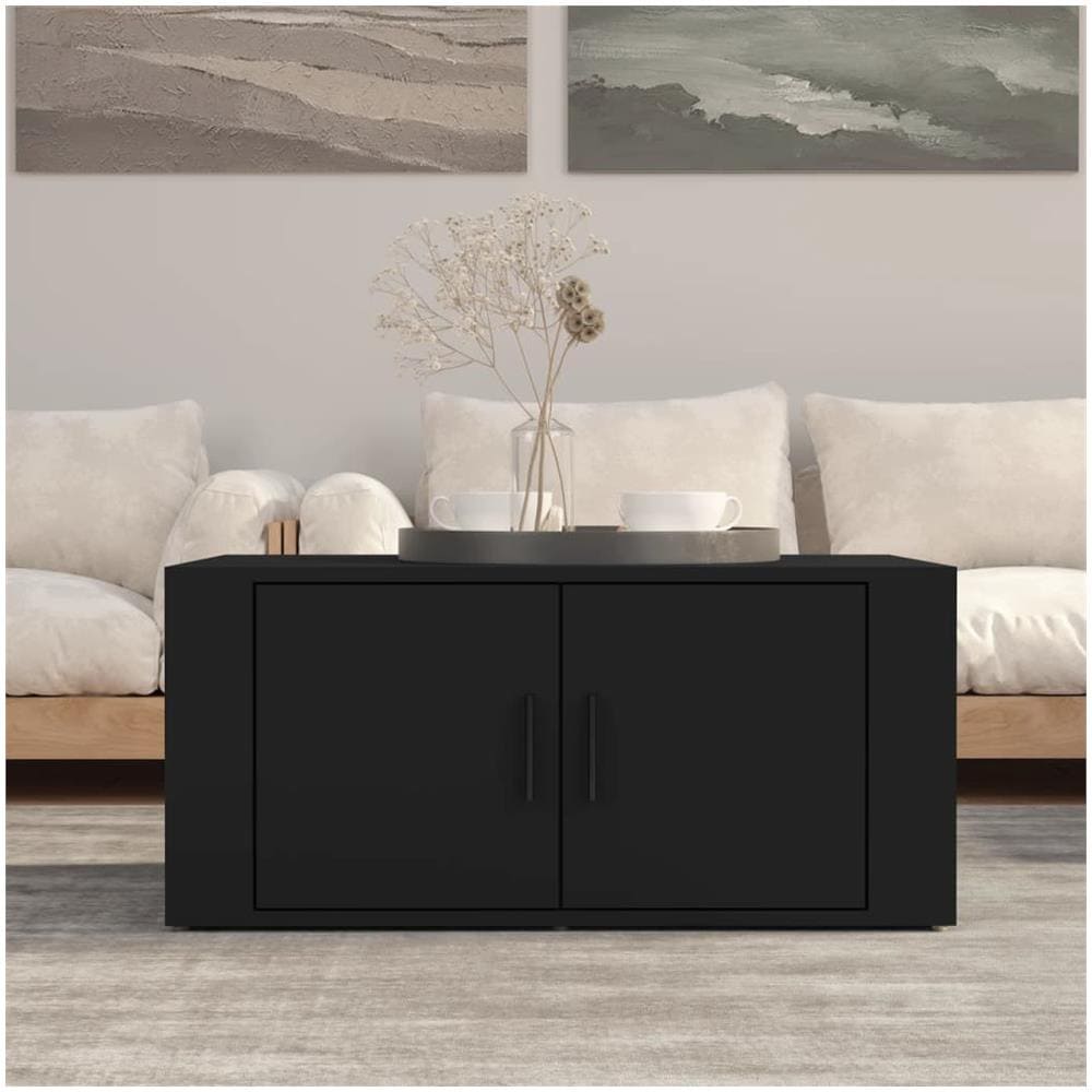 Tavolino Da Salotto Nero 80x50x36 Cm In Legno Multistrato - Foto 1