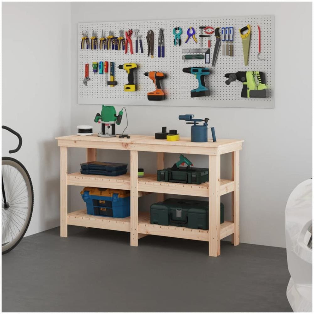 Banco da Lavoro 142,5x50x80 cm in Legno Massello di Pino - Foto 1