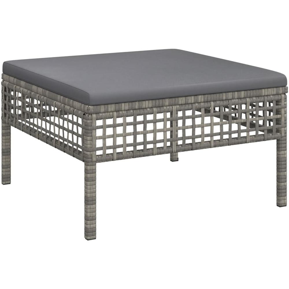 Poggiapiedi Da Giardino Con Cuscino In Polyrattan Grigio - Foto 2