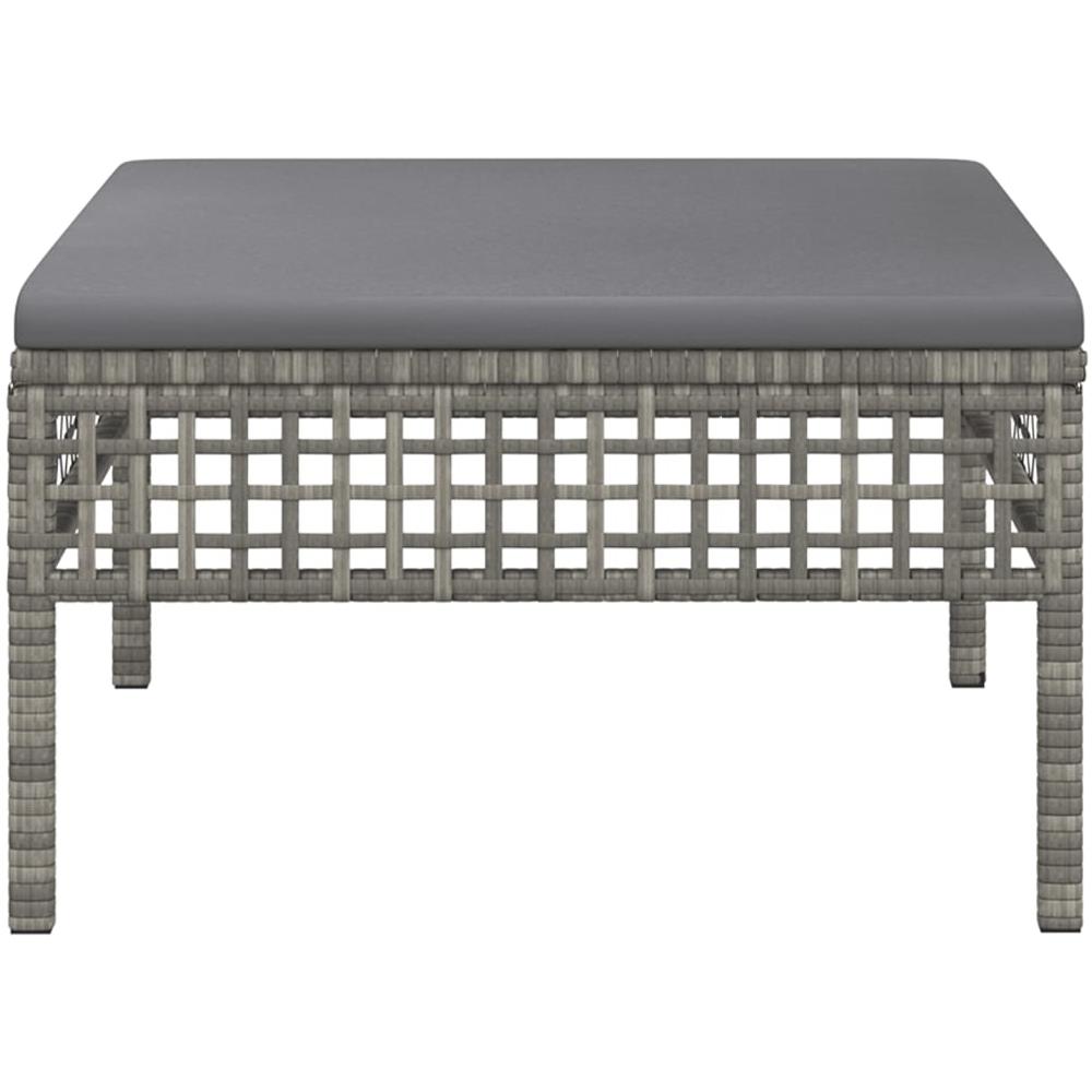 Poggiapiedi Da Giardino Con Cuscino In Polyrattan Grigio - Foto 3
