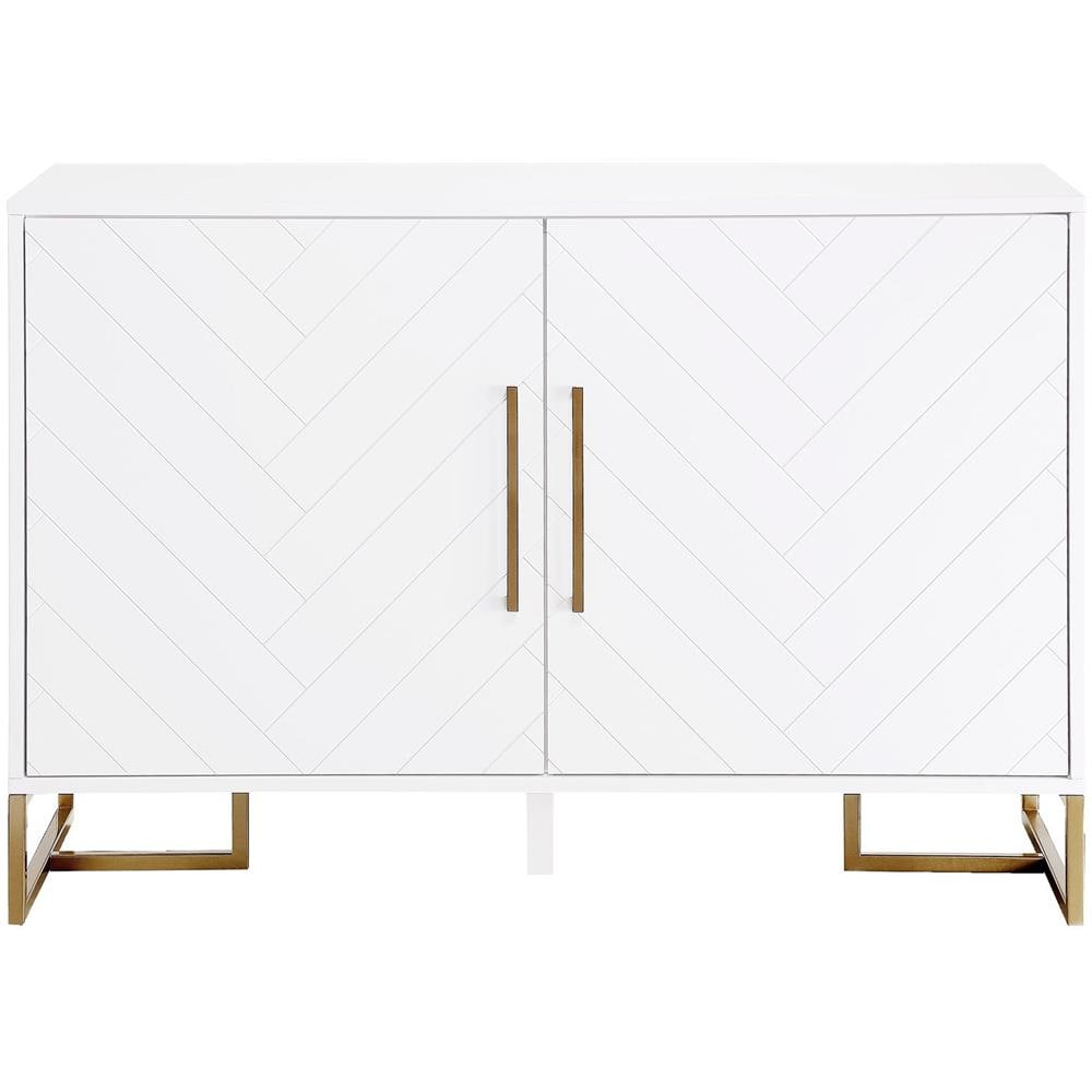 Herringbone Consolle A 2 Ante In Metallo Bianco - Foto 2