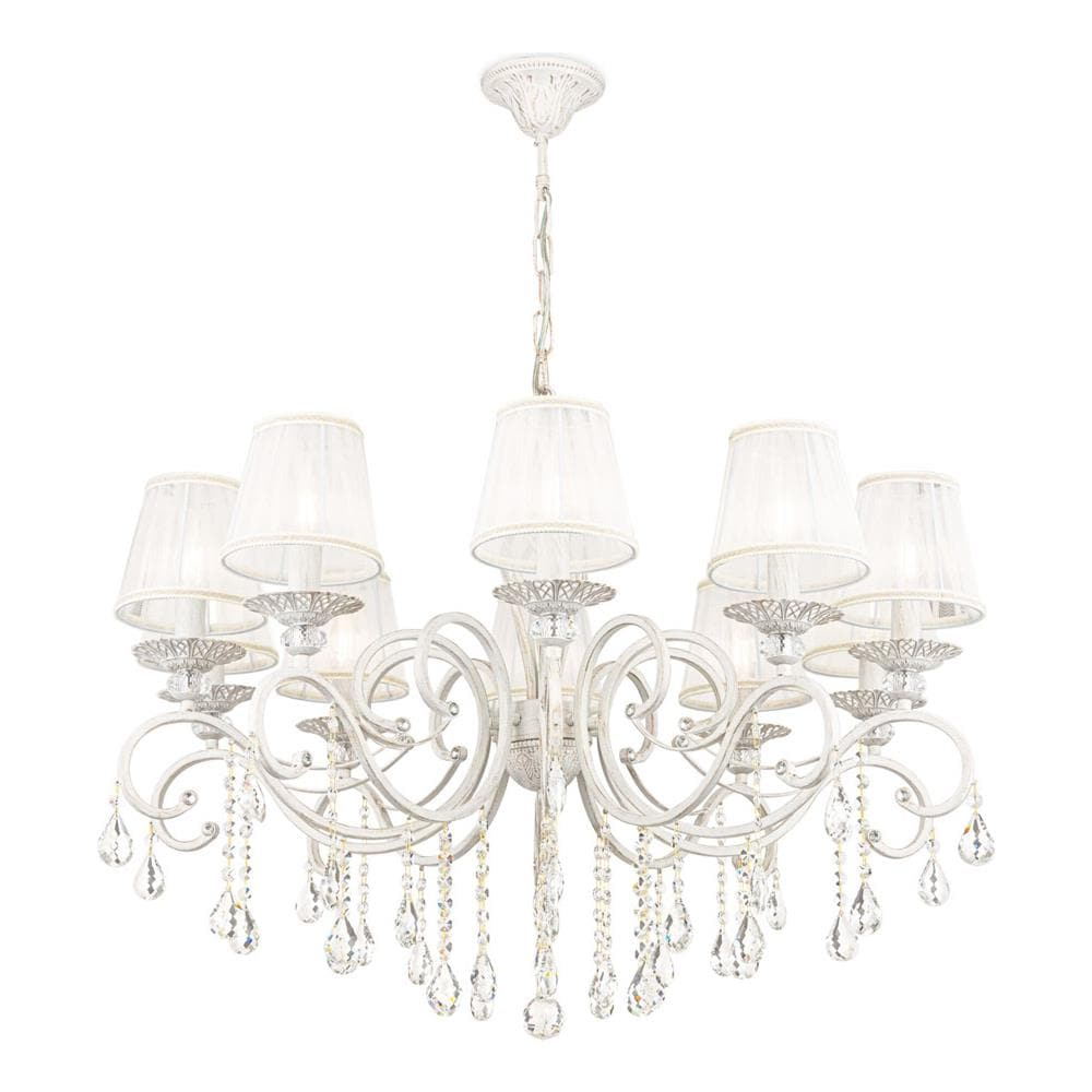 Lampadario Shabby Chic Grace Metallo Bianco 10 Luci - Foto 1