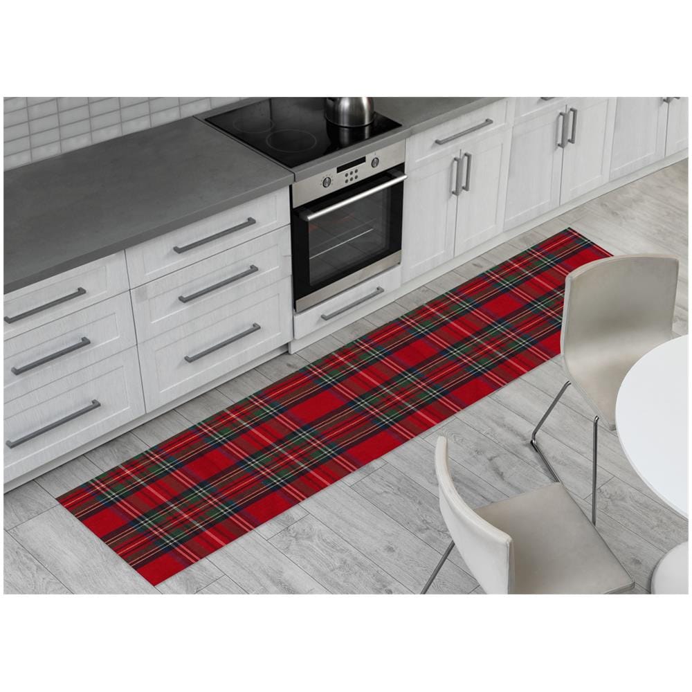 Tappeto Passatoia Con Retro Antiscivolo Disegno Natalina Lurex Tartan Scozzese Rosso 50x320 Natalina - Foto 1