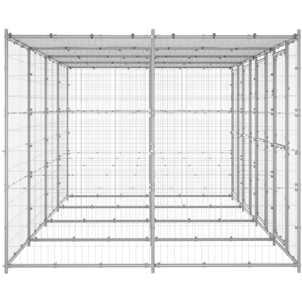 Gabbia Per Cani Da Esterno In Acciaio Zincato Con Tetto 9,68m - Foto 3