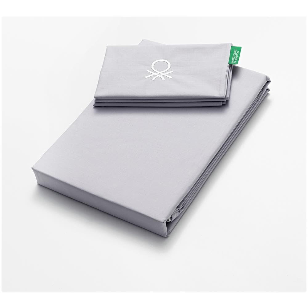 Set Da 2 Pc A Letto (custodia Nordica 155x220cm + Cuscino 80x80cm) 200tc 100% Di Cotone Grigio E Neutro Bianco Essere Be - Foto 2