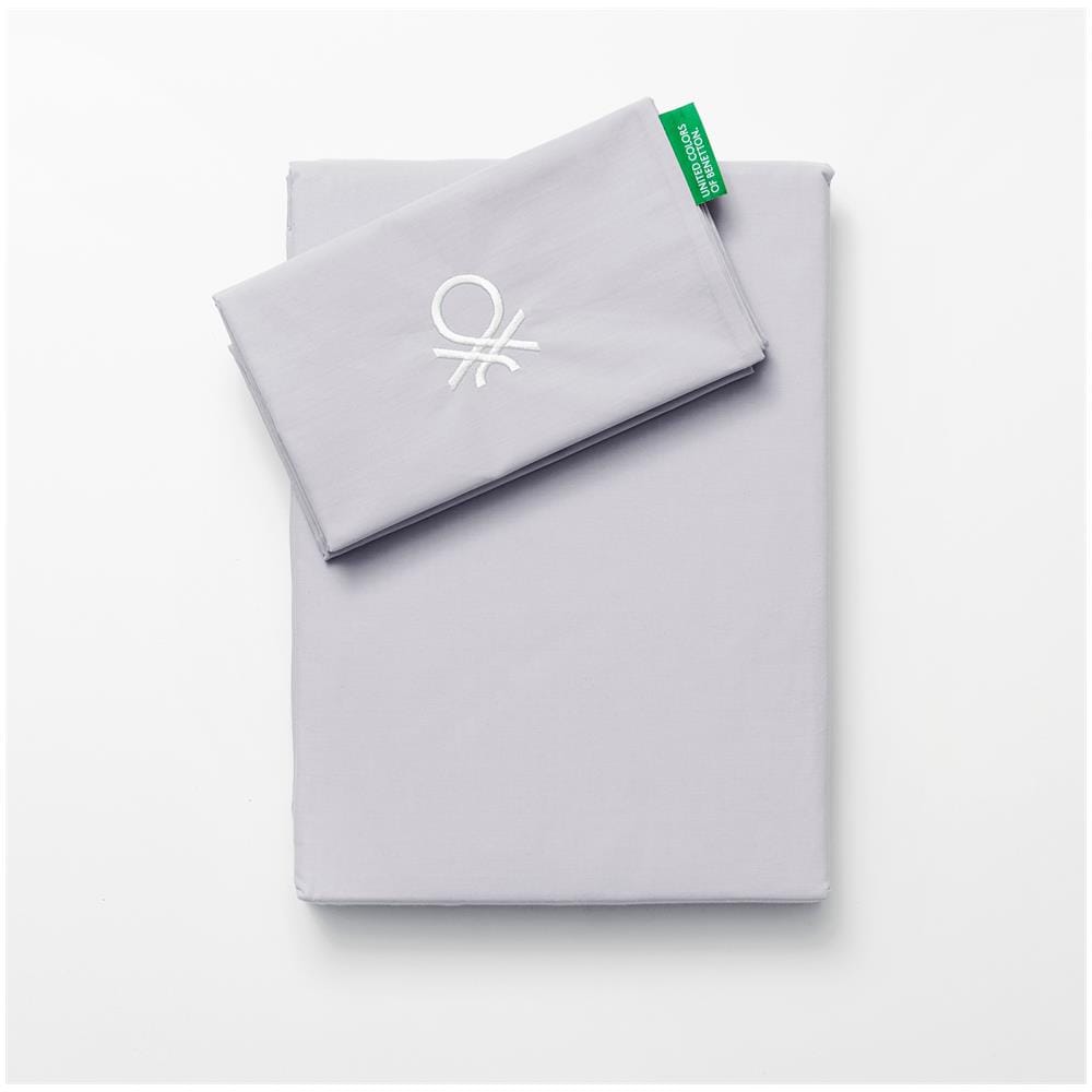 Set Da 2 Pc A Letto (custodia Nordica 155x220cm + Cuscino 80x80cm) 200tc 100% Di Cotone Grigio E Neutro Bianco Essere Be - Foto 1