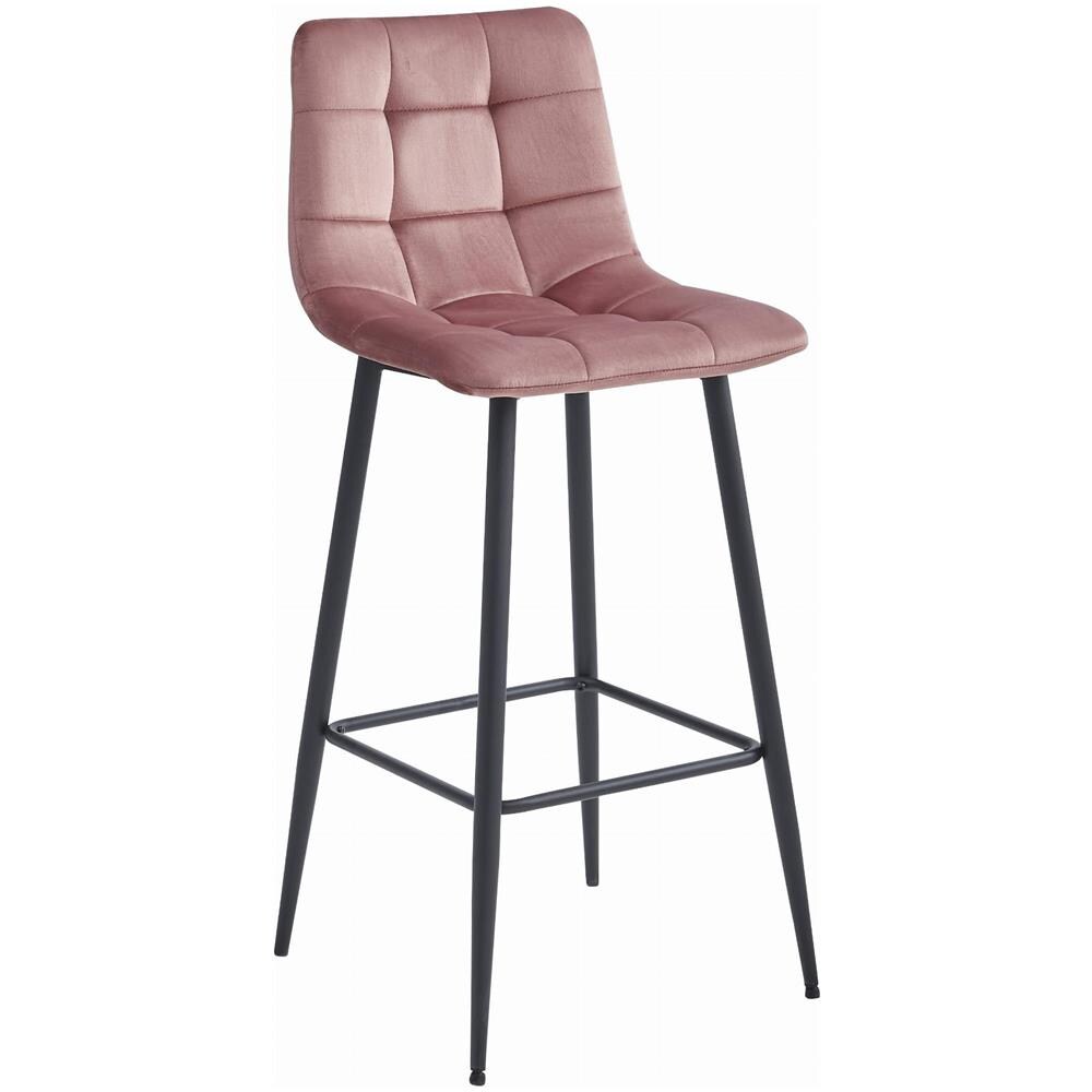 Sgabello da bar Valora TEOTO in velluto rosa scuro con gambe in acciaio nero x1 - Foto 1