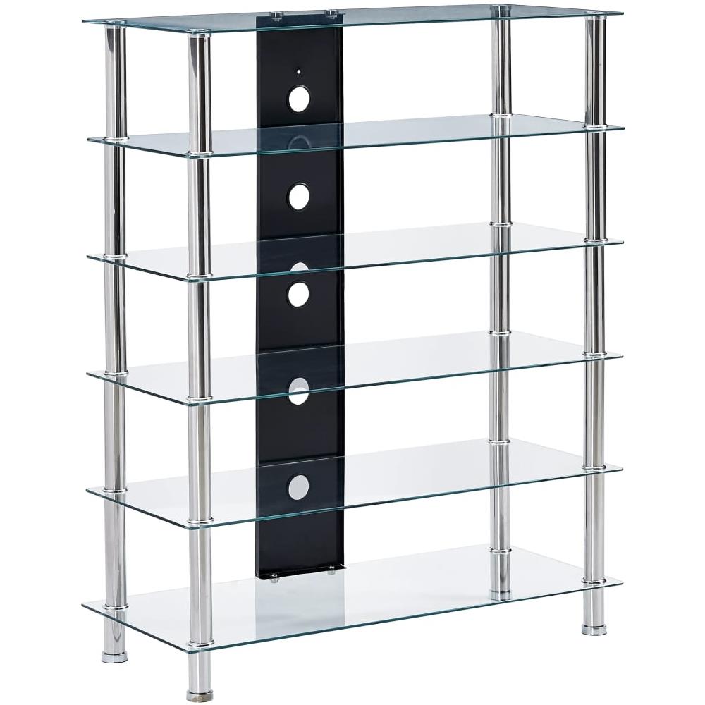 SKM Mobile Porta HiFi Nero 90x40x113 cm in Vetro Temperato SKM Mobile Porta HiFi Nero 90x40x113 cm in Vetro Temperato