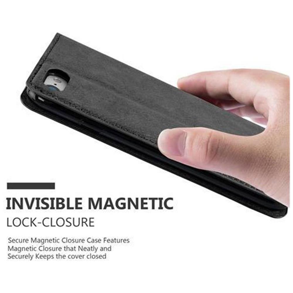 Cadorabo Custodia Compatibile Con Apple Iphone 7 / 7s / 8 / Se 2020 In Nero Di Notte - Coperchio Protettiva Con Chiusura Magnetica, Funzione Stand E Tasca Per Le Carte - Foto 7