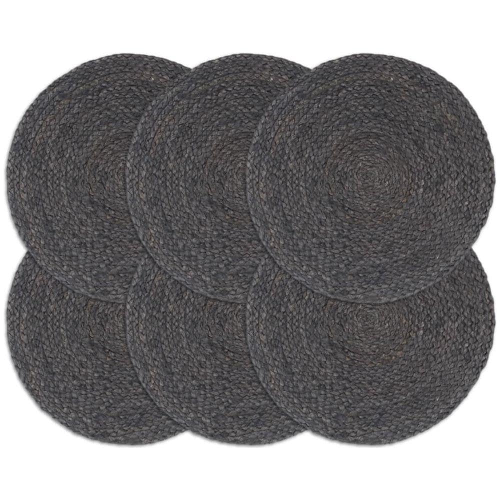 Tovagliette 6 Pz Grigio Scuro Neutro 38cm Rotonde In Juta - Foto 1
