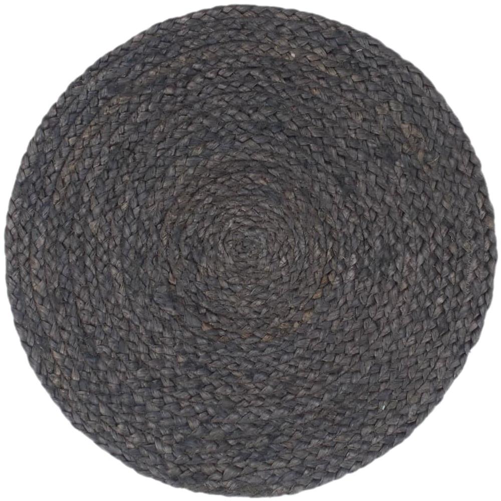 Tovagliette 6 Pz Grigio Scuro Neutro 38cm Rotonde In Juta - Foto 2