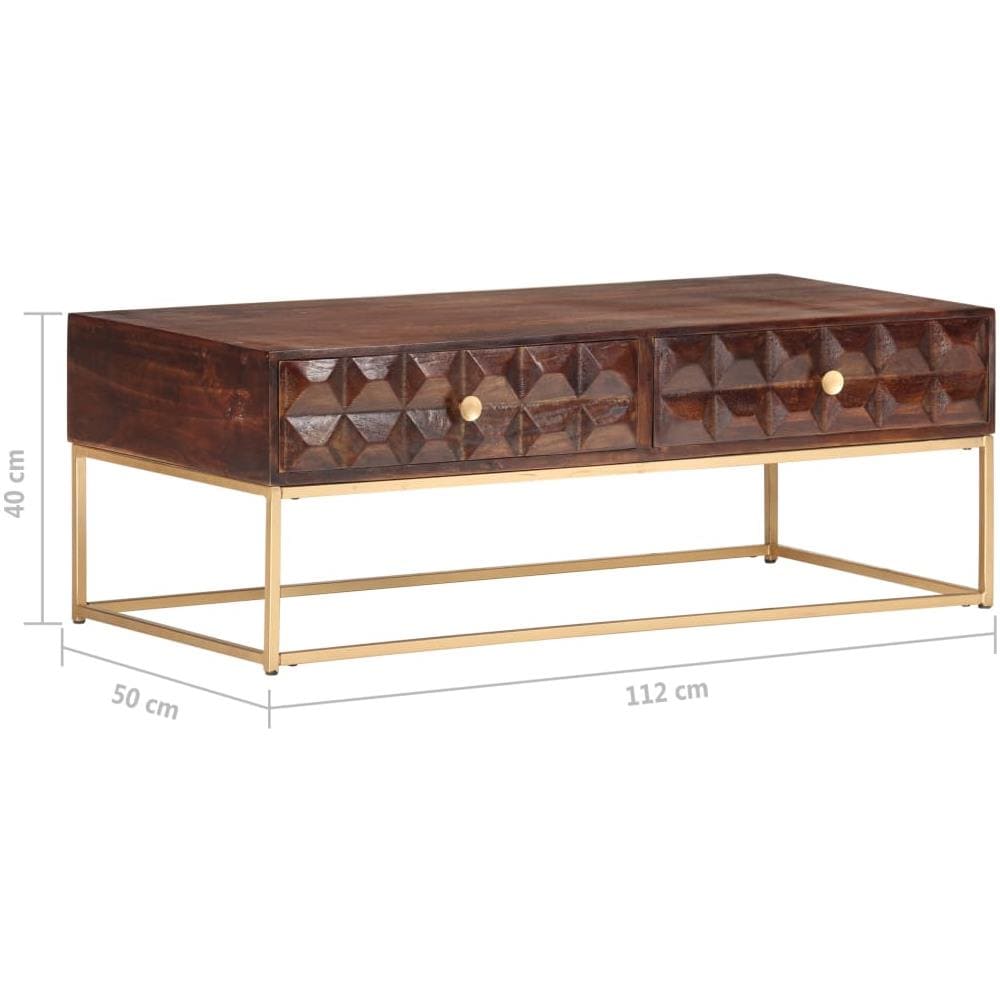 Tavolino Da Caff 112x50x40 Cm In Legno Massello Di Mango - Foto 8