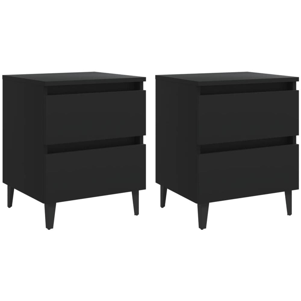 Comodini 2pz Neri 40x35x50 cm in Legno Multistrato - Foto 1