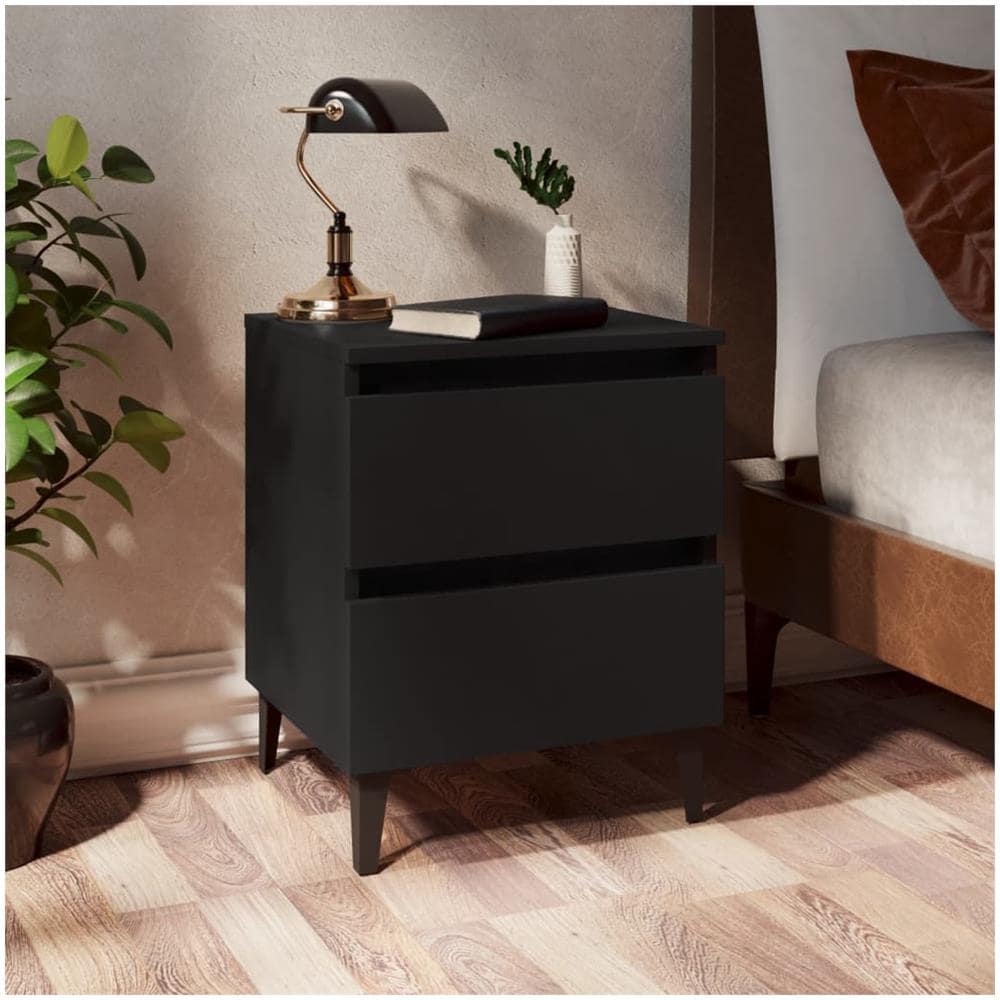 Comodini 2pz Neri 40x35x50 cm in Legno Multistrato - Foto 2