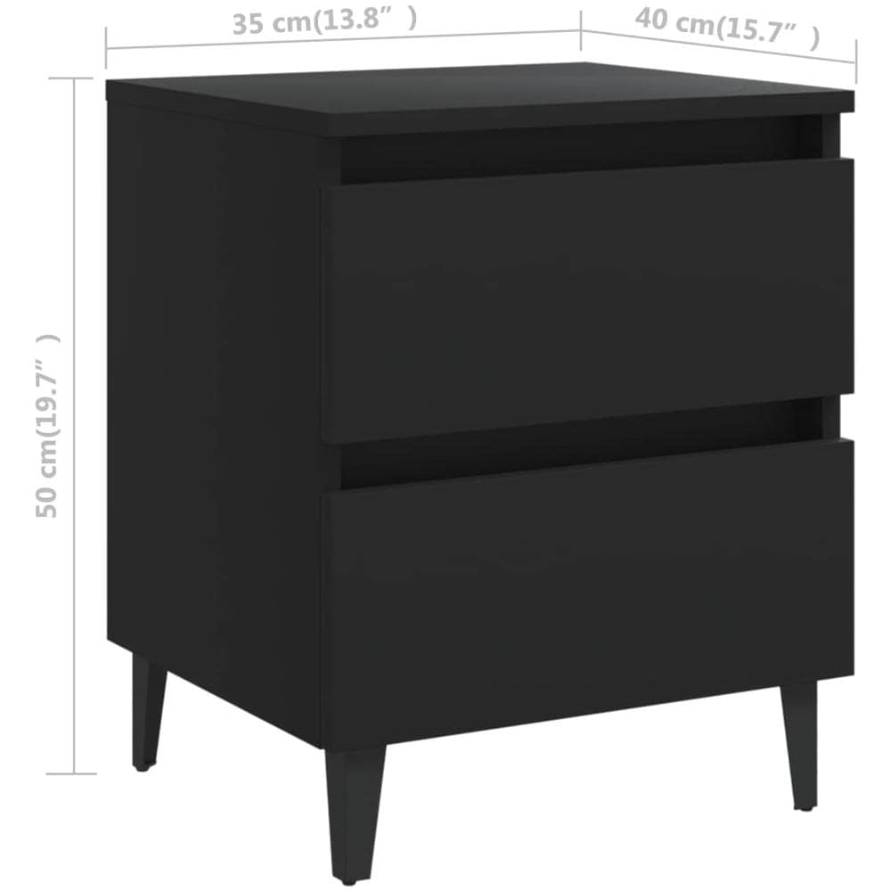 Comodini 2pz Neri 40x35x50 cm in Legno Multistrato - Foto 9