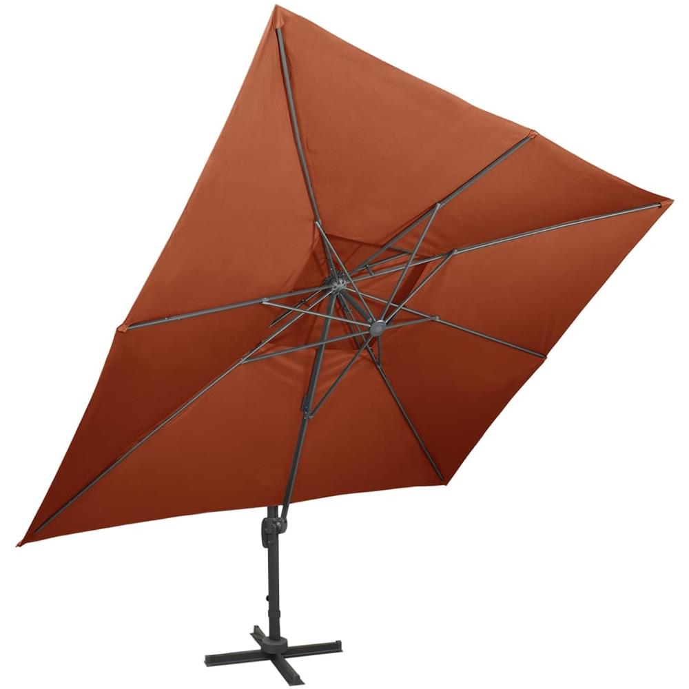 Ombrellone a Sbalzo con Doppia Copertura 400x300 cm Terracotta - Foto 3
