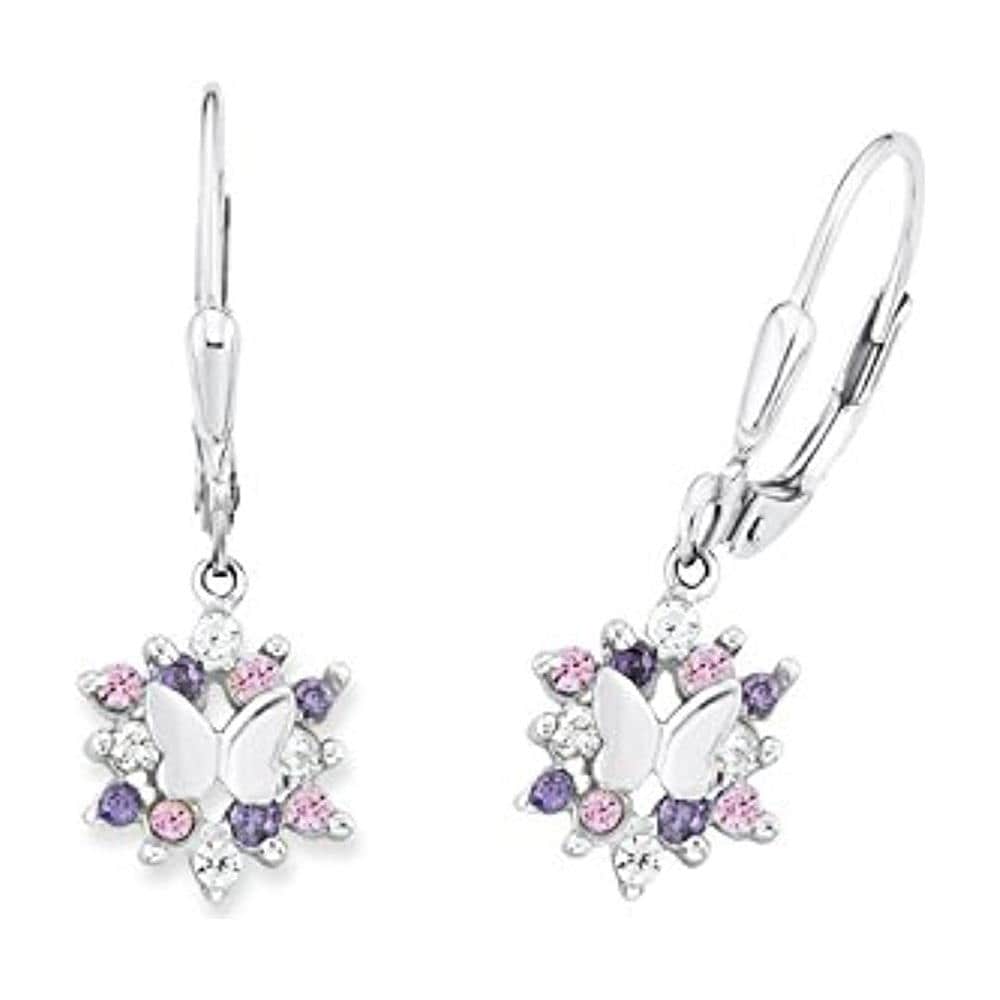 566766 - Orecchini Da Bambina Con Pendente, Motivo: Farfalle, In Argento 925 Rodiato Con Zirconi Multicolore - Foto 1
