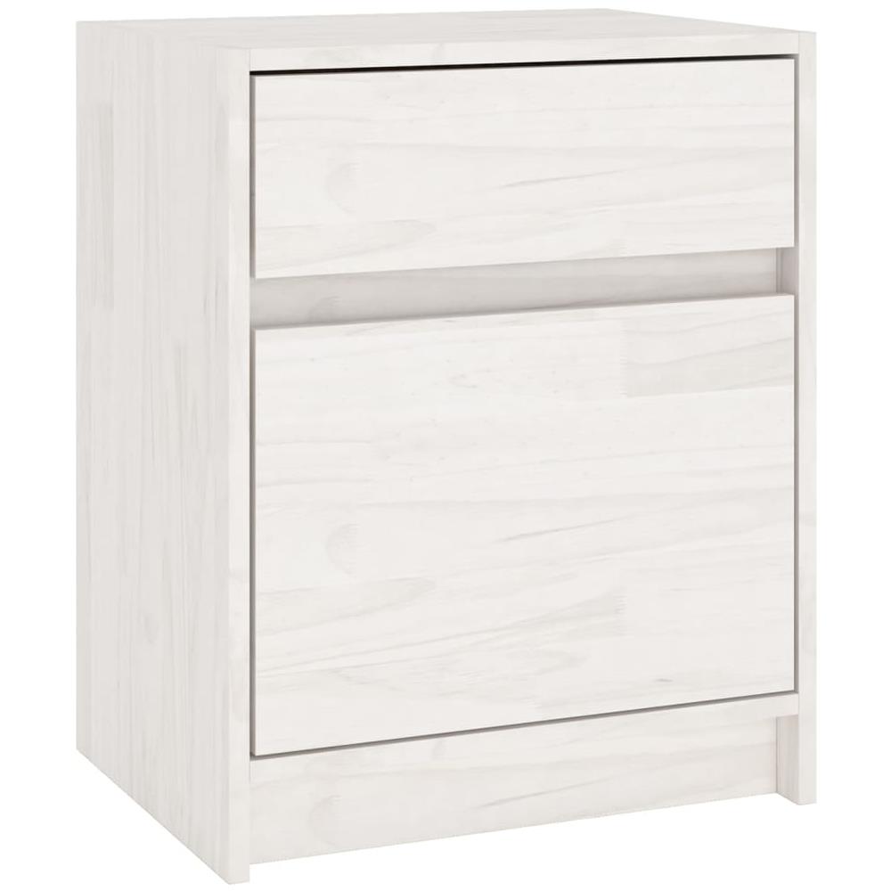 Comodino Bianco 40x31x50 cm in Legno Massello di Pino - Foto 2