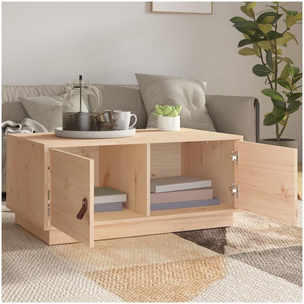 Tavolino Da Salotto 80x50x35 Cm Legno Massello Di Pino - Foto 3