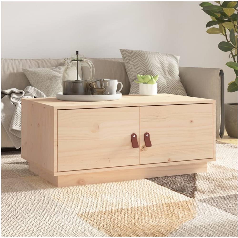 Tavolino Da Salotto 80x50x35 Cm Legno Massello Di Pino - Foto 1