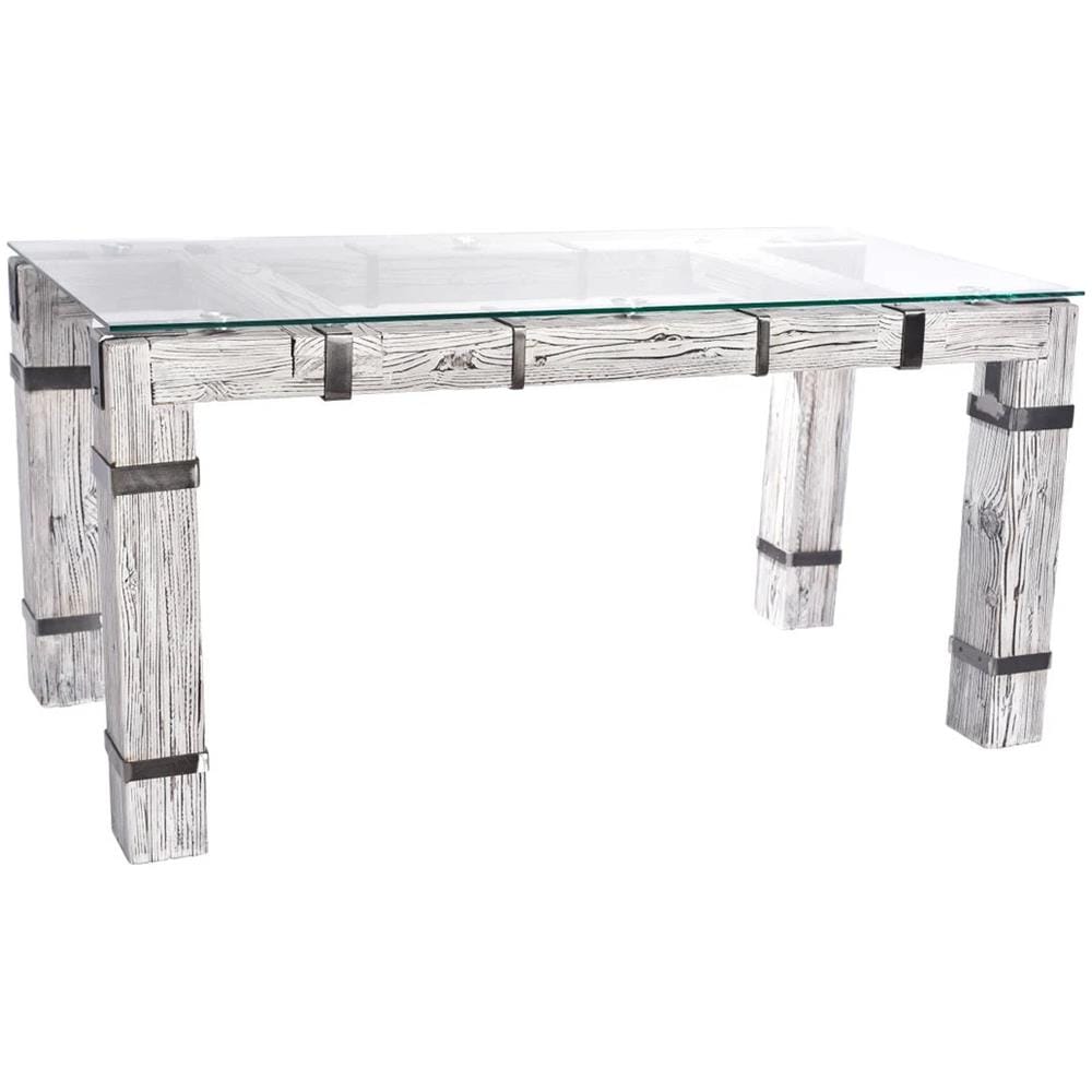 Tavolo Da Pranzo Ldw (160 X 80 Cm, Bianco) Drohobycz Loft Vintage In Legno E Vetro E Metallo - Foto 2