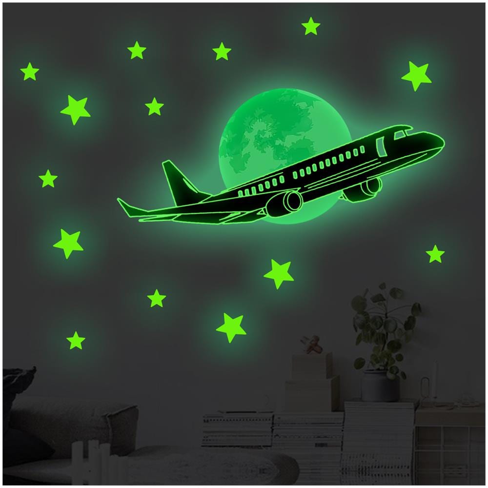 Adesivi Con Stelle Dell'aereo Che Si Illuminano Al Buio Green - Foto 2