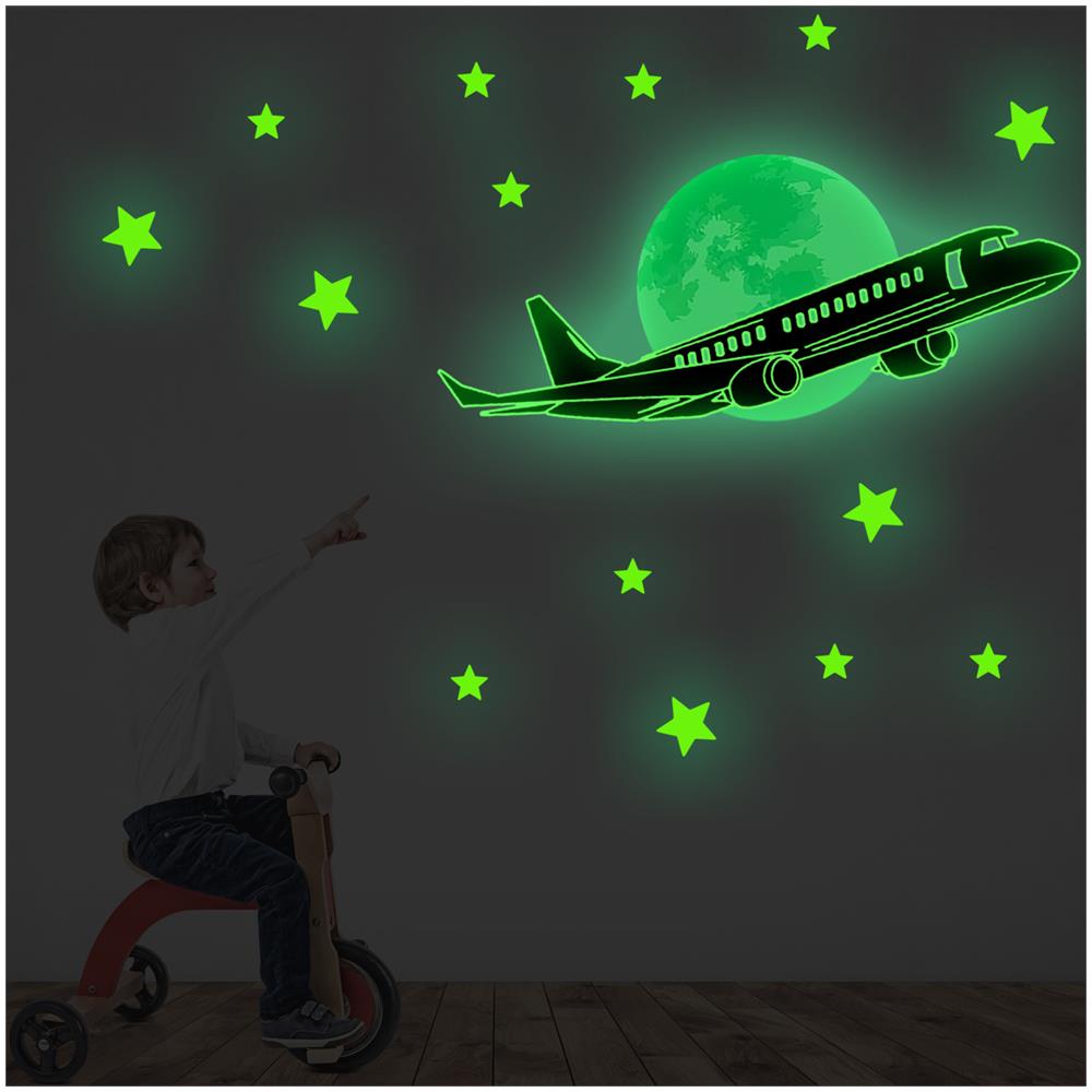 Adesivi Con Stelle Dell'aereo Che Si Illuminano Al Buio Green - Foto 1