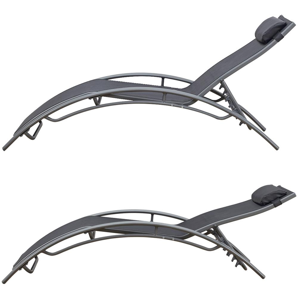 Set Di 2 Sedie A Sdraio Galapagos In Textilene Grigio - Alluminio Grigio - Foto 2