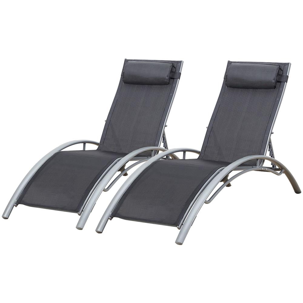 Set Di 2 Sedie A Sdraio Galapagos In Textilene Grigio - Alluminio Grigio - Foto 1