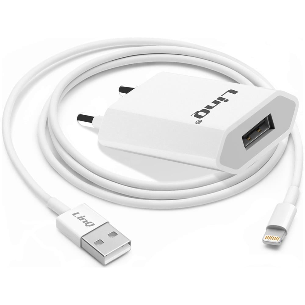 Caricabatterie Da Parete Usb + Cavo Usb A Iphone Lightning, Bianco - Foto 1