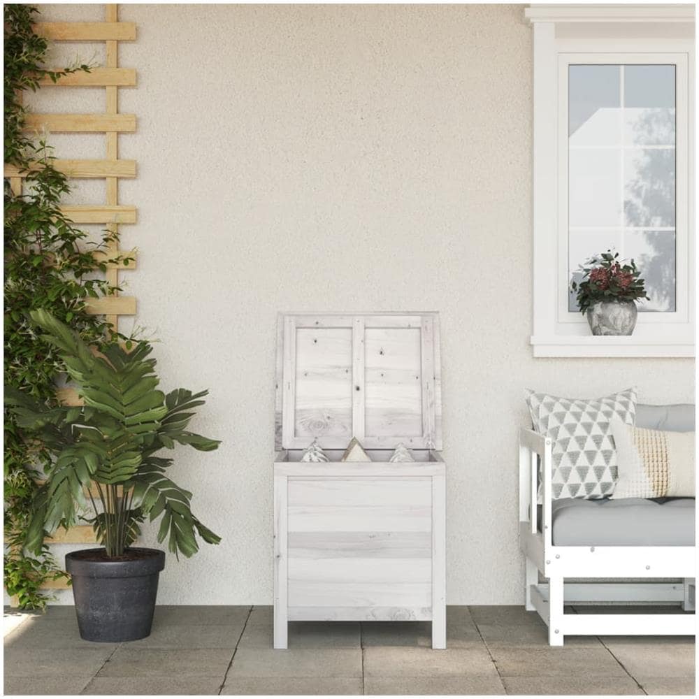 Contenitore Giardino Bianco 50x49x56,5 Cm Legno Massello Abete - Foto 1
