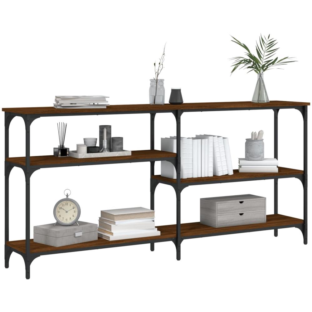 Tavolino Consolle Rovere Marrone 160x29x75 Cm Legno Multistrato - Foto 3