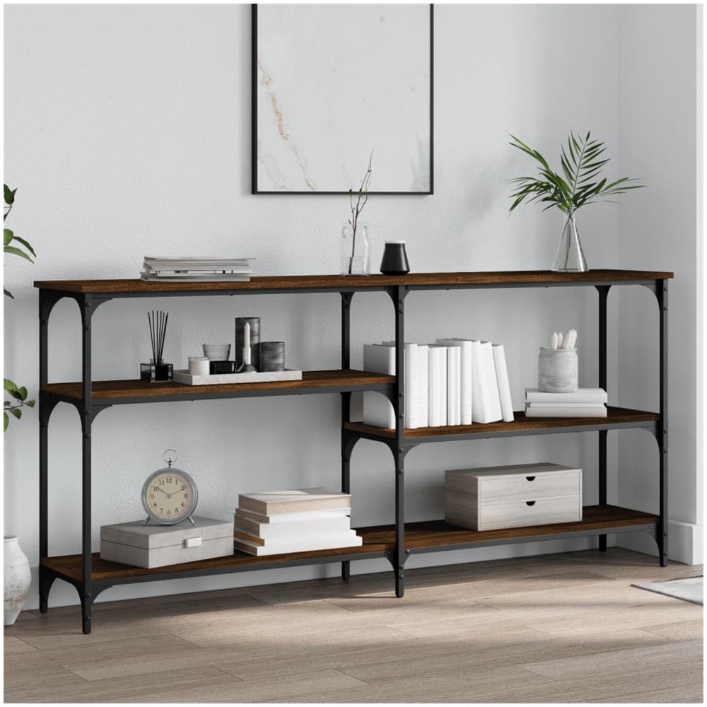 Tavolino Consolle Rovere Marrone 160x29x75 Cm Legno Multistrato - Foto 1
