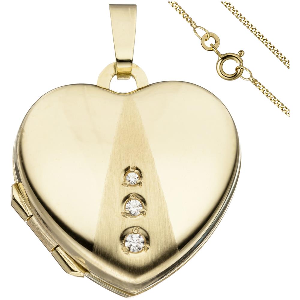 Ciondolo Cuore Da Aprire Per Foto 333 Oro 3 Zirconi Con Catena 50 Cm - Foto 1