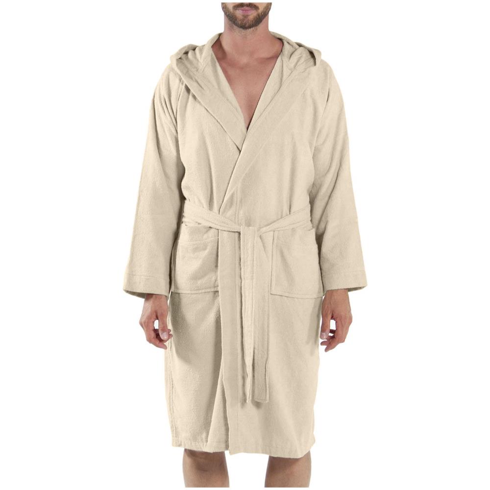 Accappatoio Con Cappuccio Spugnissima Microspugna In Cotone Colore Marrone Misura Xxl - Foto 3