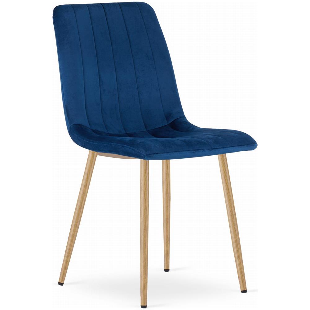 Sedia JEWA - Moderna in velluto blu navy con gambe color legno - Foto 1