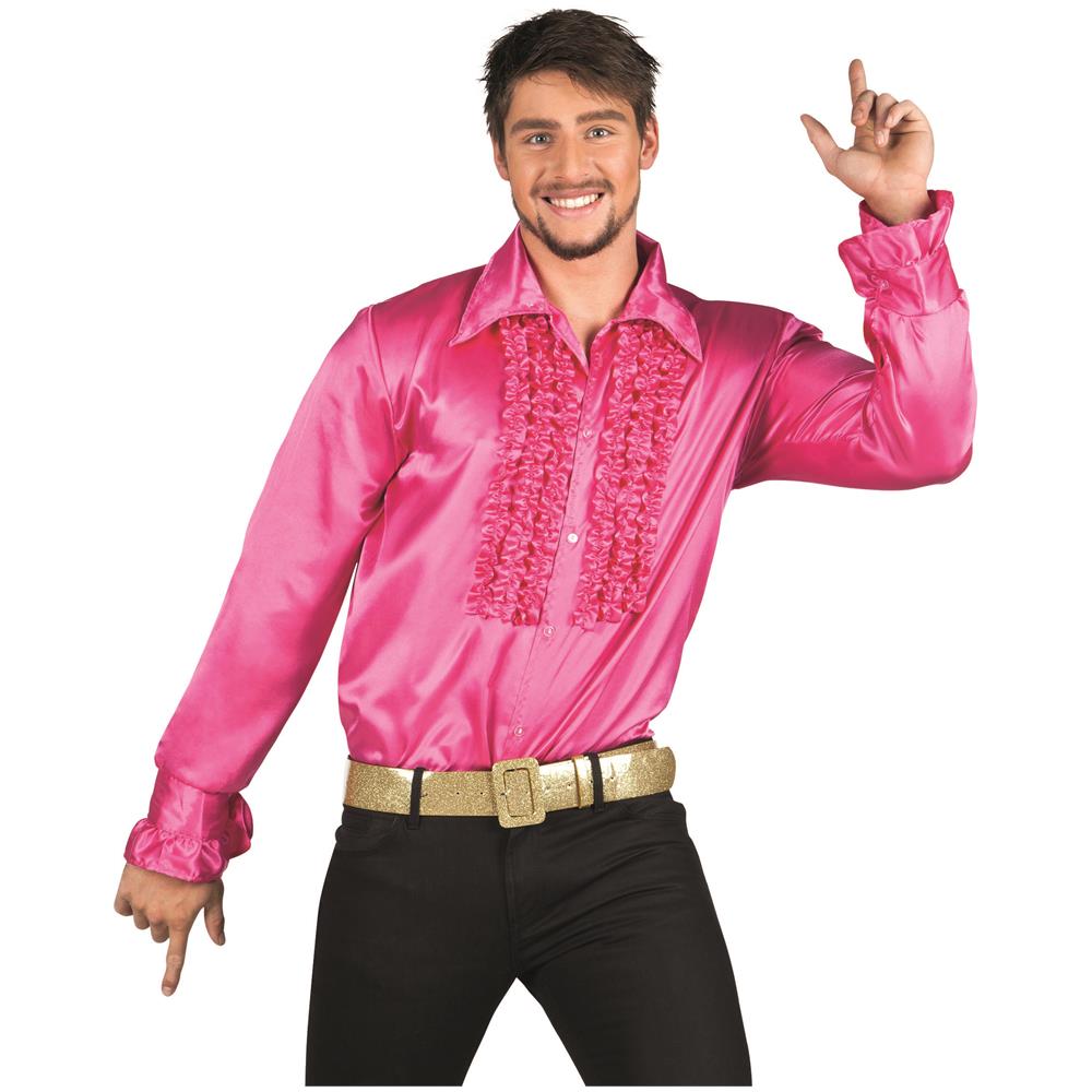 Camicia Stile Disco Rosa Per Uomo Medium - Foto 1