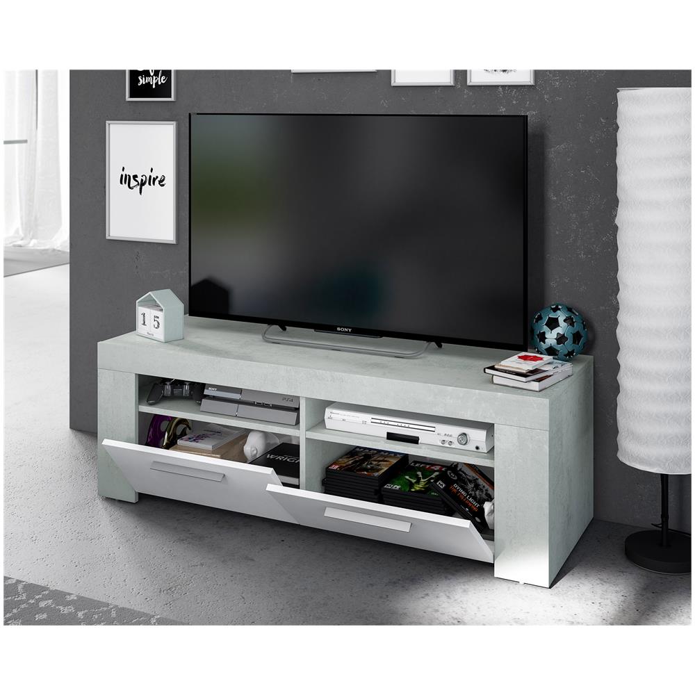 Mobile Basso Porta Tv Bianco Cemento Cm 42 X 120 X 40 H - Foto 1