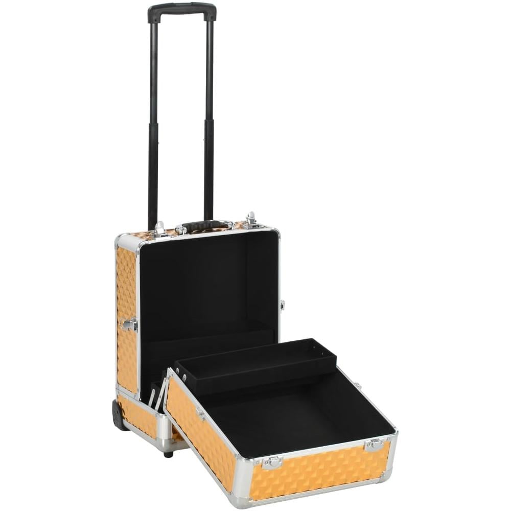Valigia Trolley Per Cosmetici 35x29x45 Cm Oro In Alluminio - Foto 2