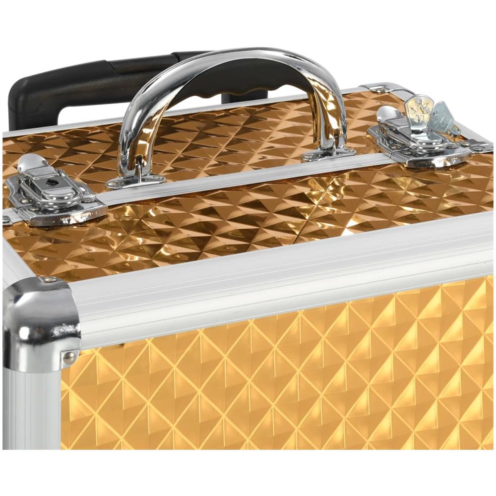 Valigia Trolley Per Cosmetici 35x29x45 Cm Oro In Alluminio - Foto 5
