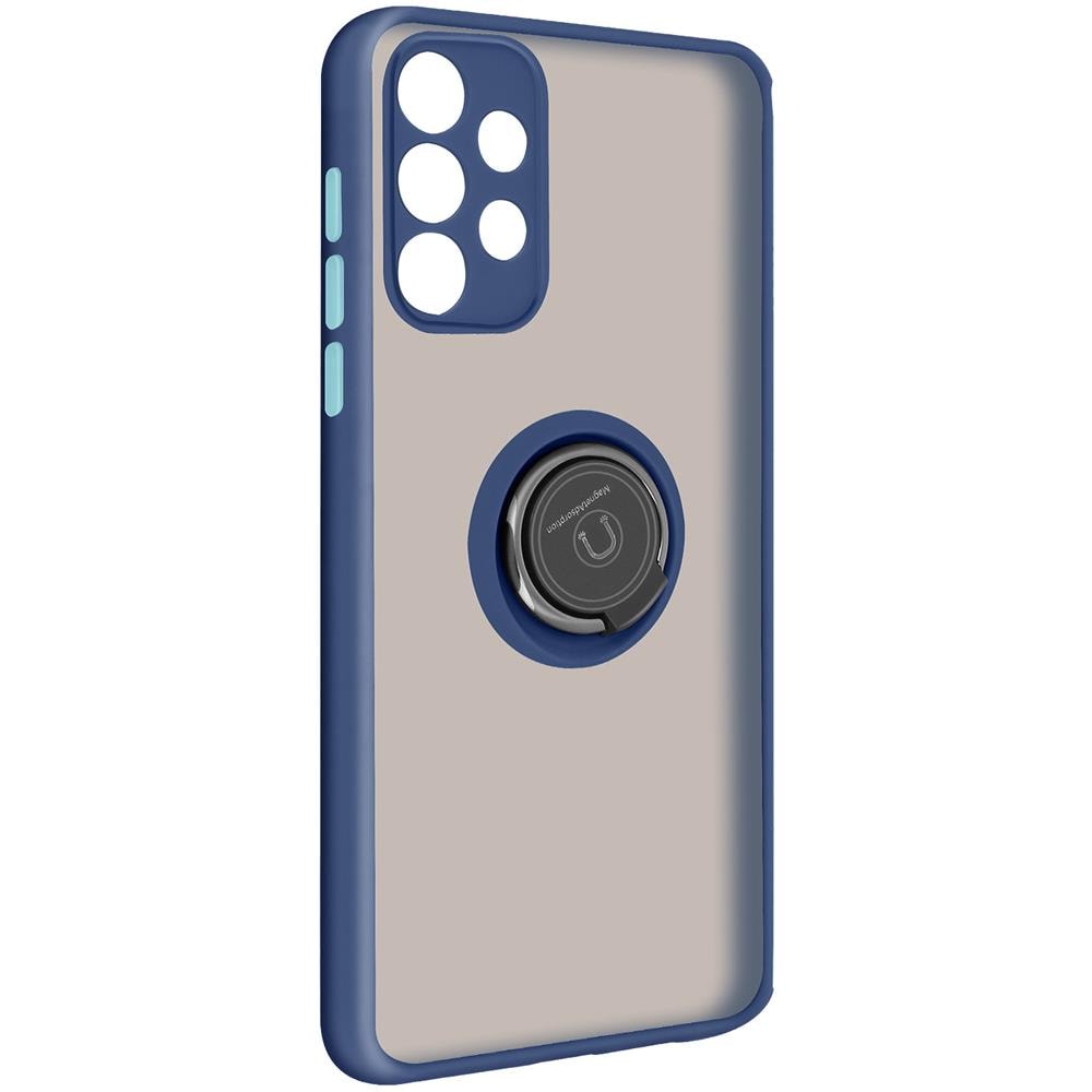 Cover Samsung Galaxy A52 Anello In Metallo Funzione Supporto Blu - Foto 2