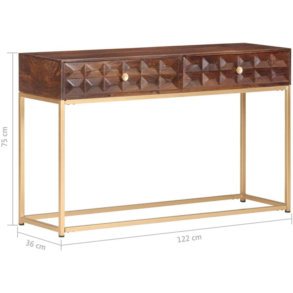 Tavolo Consolle 122x36x75 Cm In Legno Massello Di Mango - Foto 8