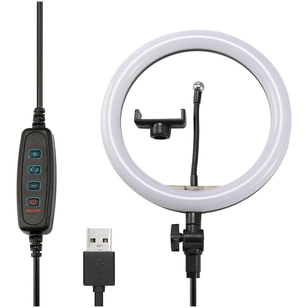 Anello Luminoso Girevole Con Supporto, 25 Cm - Nero - Foto 1