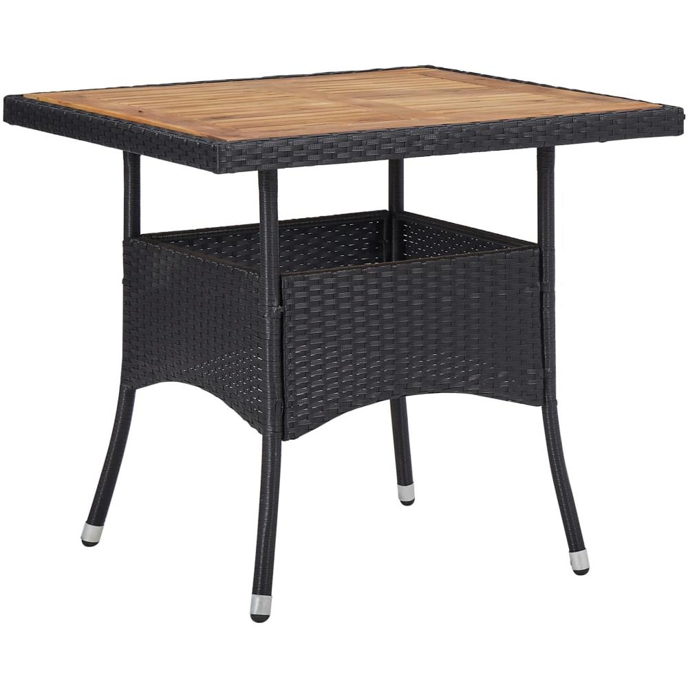 Set Mobili da Pranzo per Giardino 3 pz Nero Polyrattan e Acacia - Foto 2