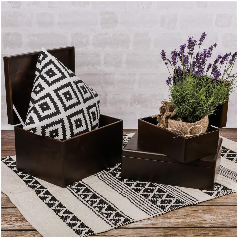 Xxl Marrone Grande Scatola Di Legno Giocattolo Scatola Di Stoccaggio | 40 X 30 X 24 Cm (+ / - 1) | Con Coperchio Per Decorare | Senza Maniglie | Perfetto Per Documenti, Oggetti Di Valore - Foto 2